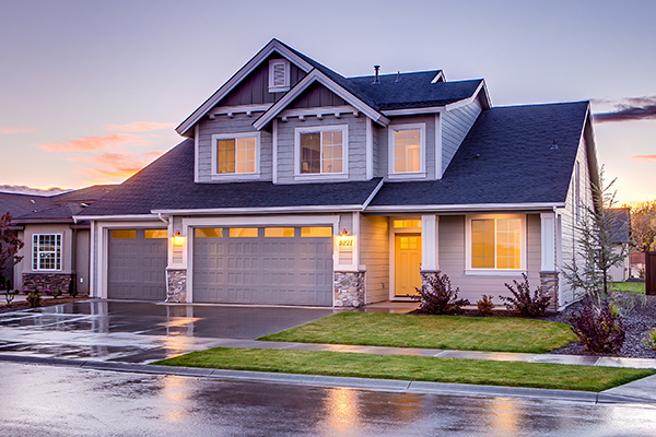 single family home in the evening